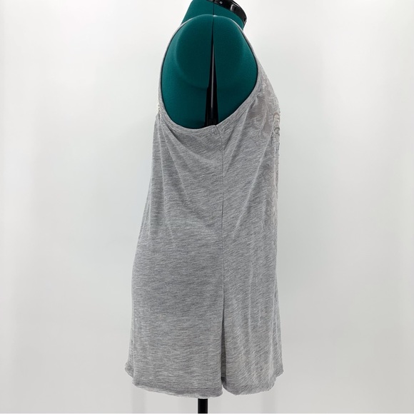 Maurices Grey Textured and Bejewelled Lace Back Tank Top, Large - Picture 9 of 16